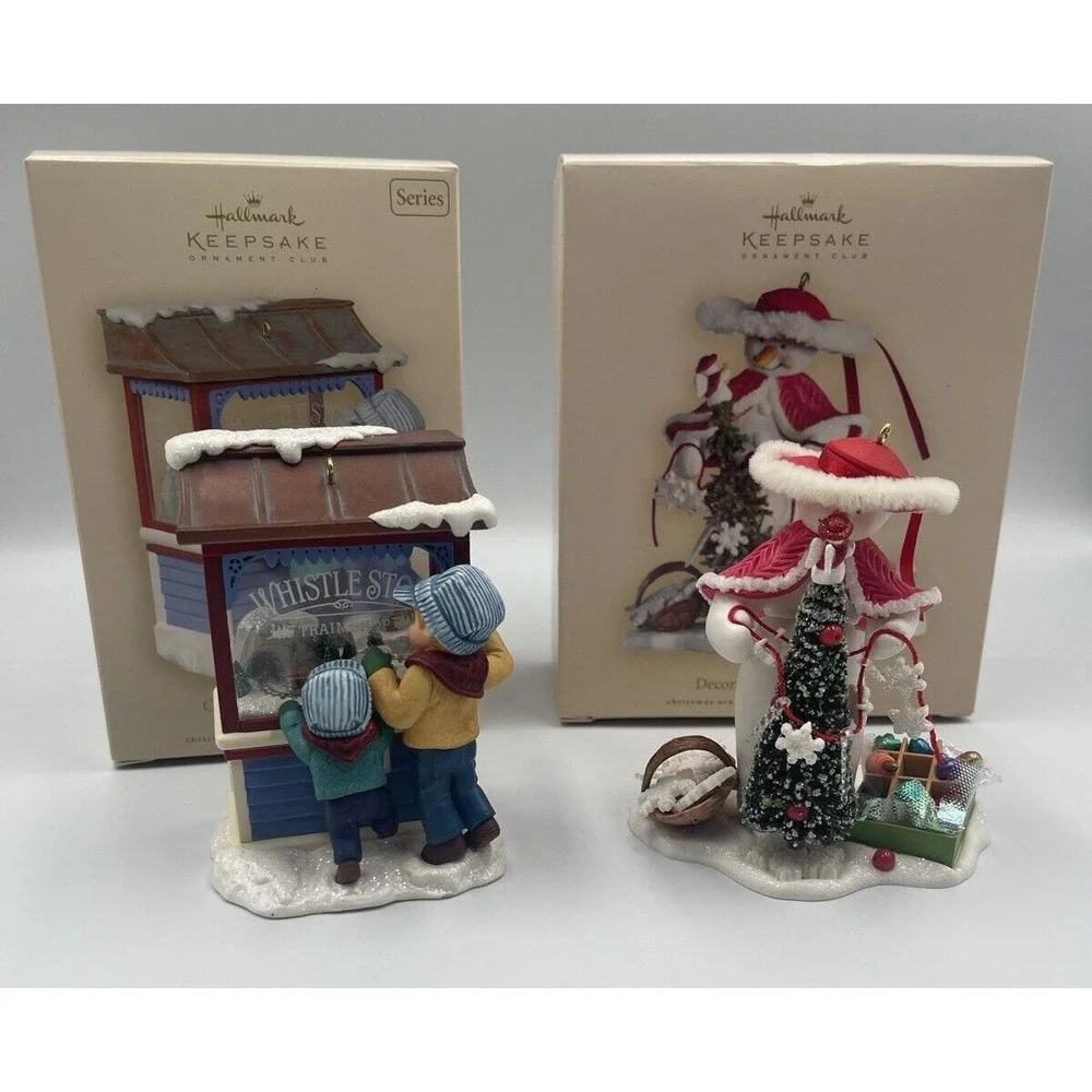 TWO (2) Hallmark Keepsake Ornaments‎ 2007 Christmas Window/Decorating Snow Lady